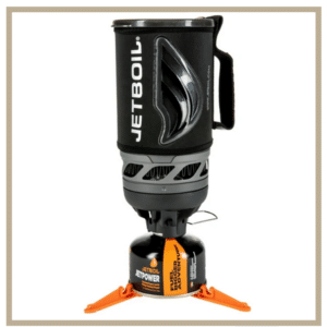 This is a picture of the Flash Jetboil Cooking System, a must have item for fly fishing and camping. 