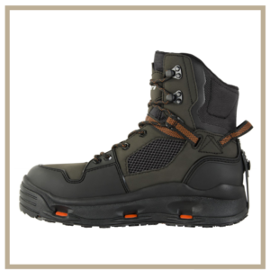 This is a side angle of the korker's terror ridge wading boots, some of the greatest wading boots of the year. 
