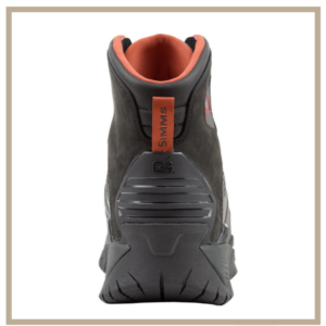 This is a picture of the backside of the simms g4 wading boots.